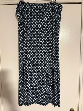 NWT LOFT Outlet XL Blue Floral Geometric Stretch Maxi Skirt